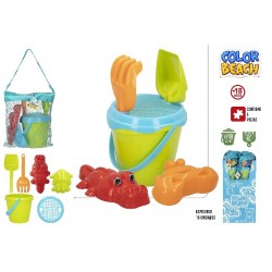 CV24 CB SET PLAYA - CUBO 18CM+CEDAZO+PALAS 27CM+2 MOLDES    49270